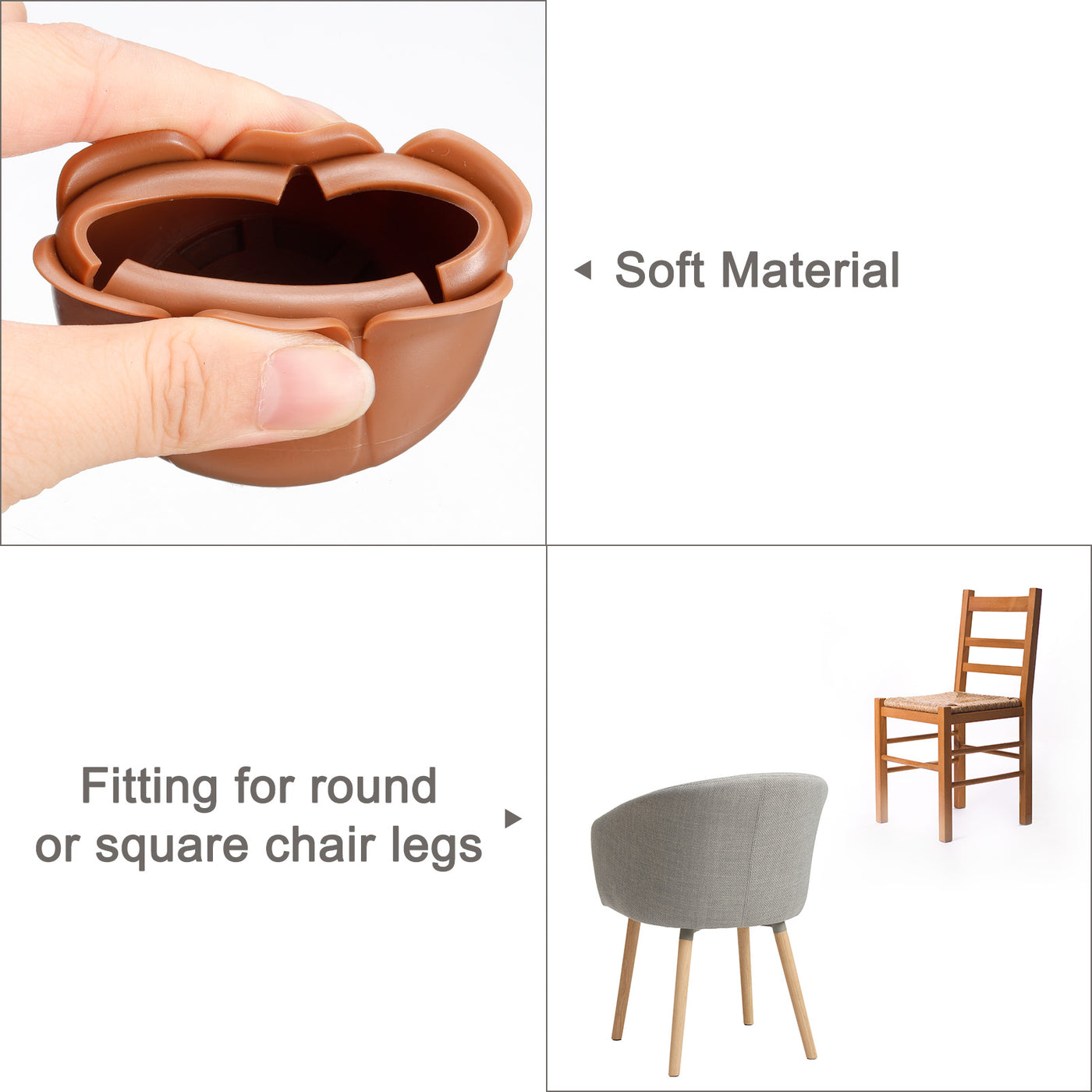 uxcell Uxcell Chair Leg Floor Protectors, 16Pcs 36mm(1.42") Silicone & Felt Chair Leg Cover Caps for Hardwood Floors (Coffee)