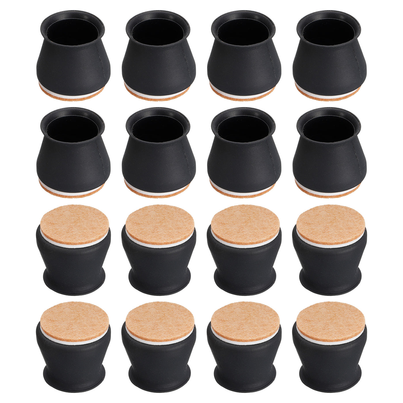 uxcell Uxcell Chair Leg Floor Protectors, 16Pcs 28mm(1.1") Silicone & Felt Chair Leg Cover Caps for Hardwood Floors (Black)