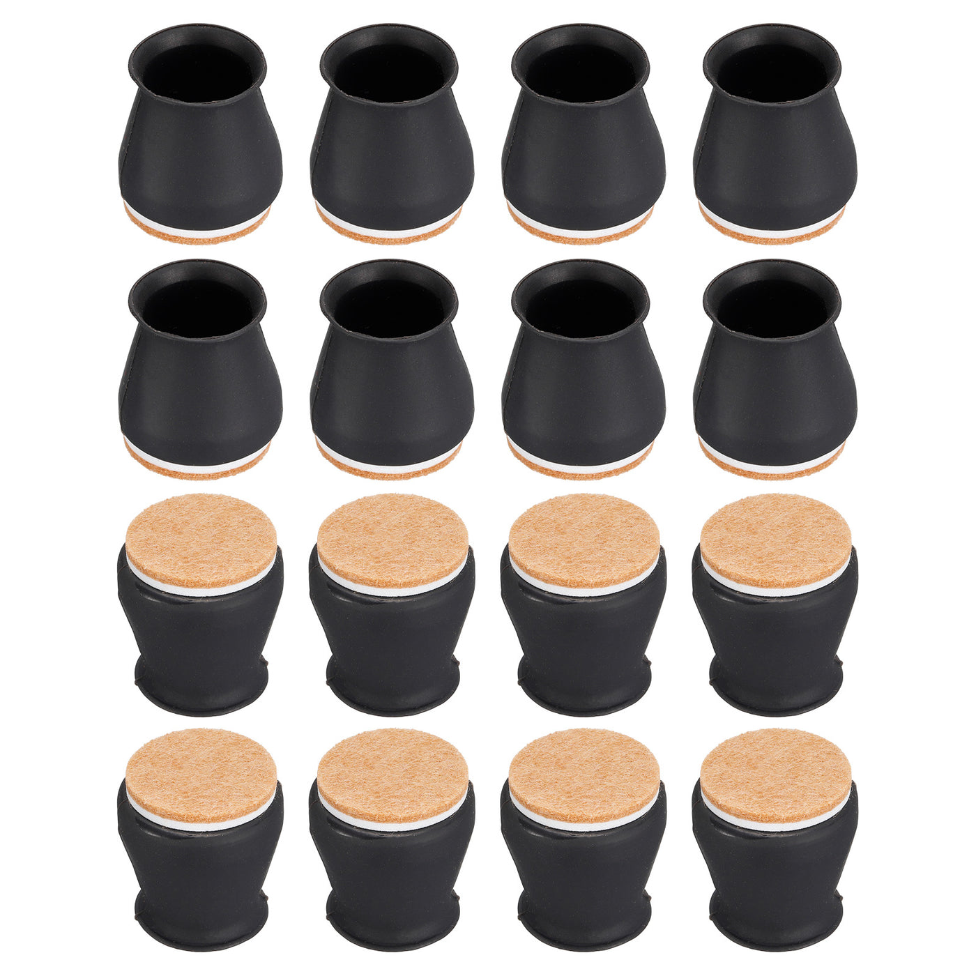 uxcell Uxcell Chair Leg Floor Protectors, 16Pcs 23mm(0.91") Silicone & Felt Chair Leg Cover Caps for Hardwood Floors (Black)