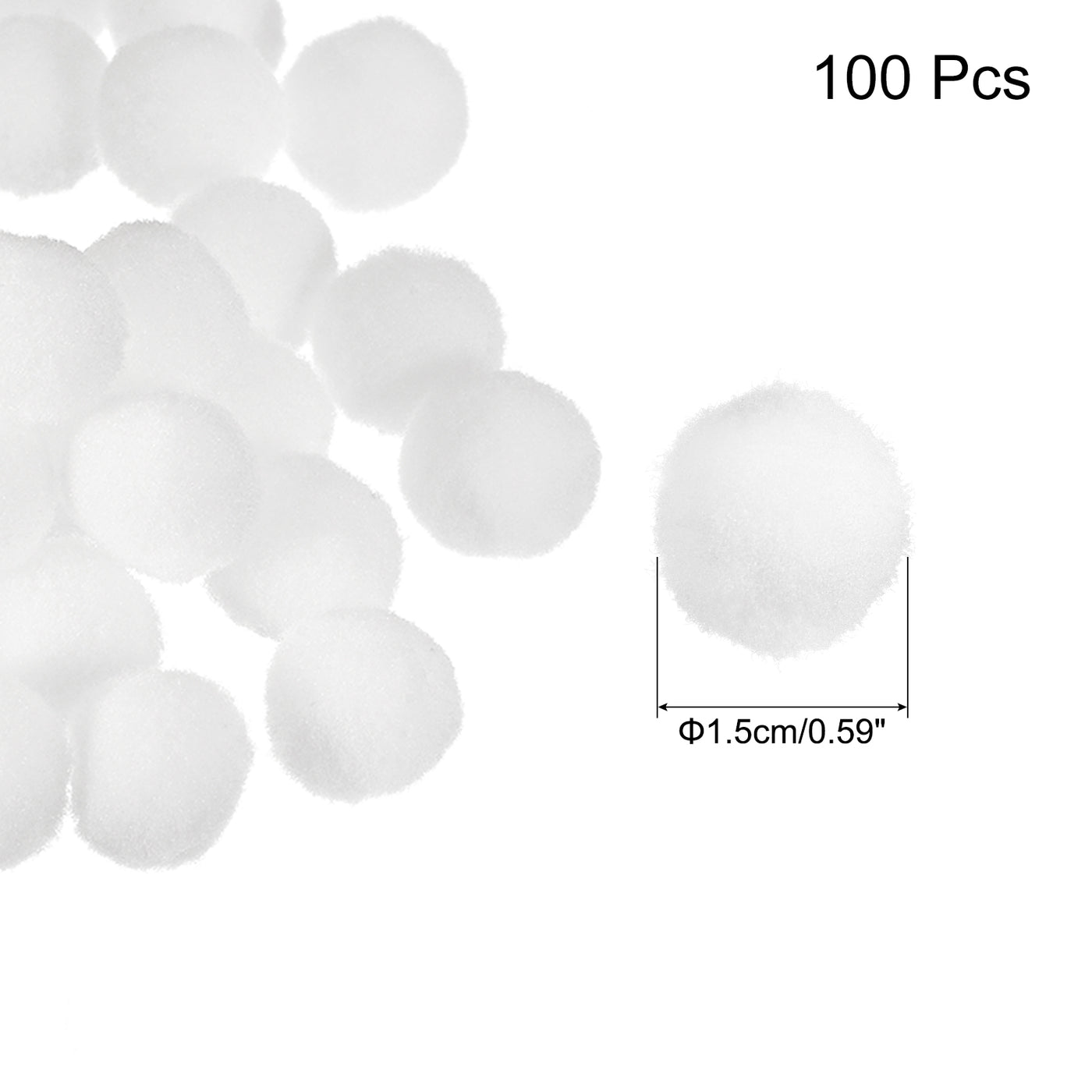 Harfington Pom Felt Balls Fabric 1.5cm 15mm White for Craft Project DIY 100 Pcs