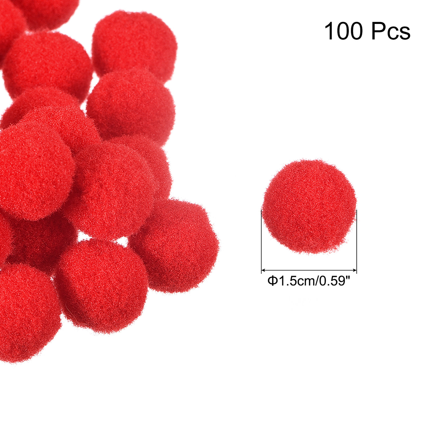 Harfington Pom Felt Balls Fabric 1.5cm 15mm Red for Craft Project DIY 100 Pcs