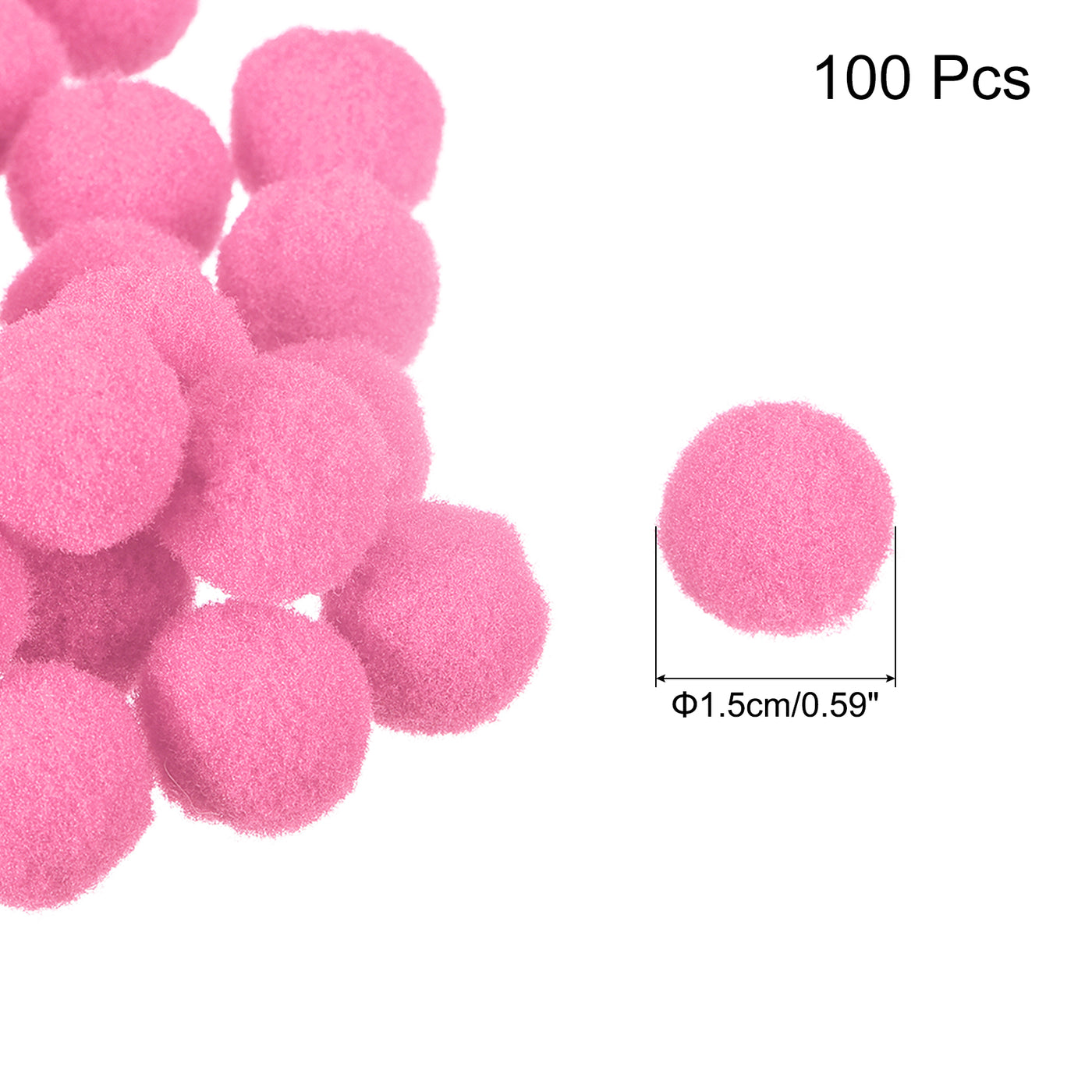 Harfington Pom Felt Balls Fabric 1.5cm 15mm Pink for Crafts Project DIY 100 Pcs