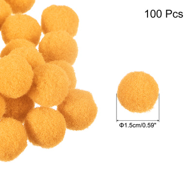 Harfington Pom Felt Balls Fabric 1.5cm 15mm Yellow for Crafts Project DIY 100 Pcs