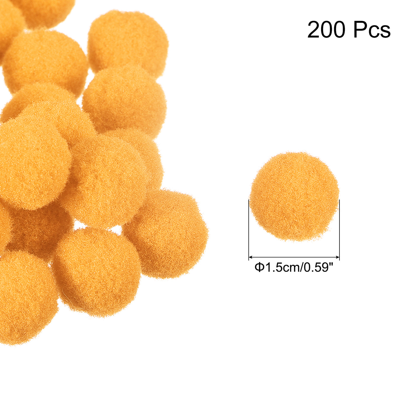 Harfington Pom Felt Balls Fabric 1.5cm 15mm Yellow for Crafts Project DIY 200 Pcs