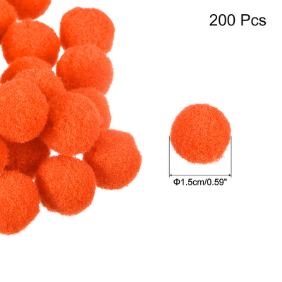 Harfington Pom Felt Balls Fabric 1.5cm 15mm Orange Red for Crafts Project DIY 200 Pcs