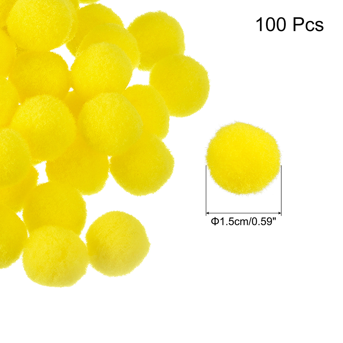 Harfington Pom Felt Balls Fabric 1.5cm 15mm Bright Yellow for Crafts Project DIY 100 Pcs