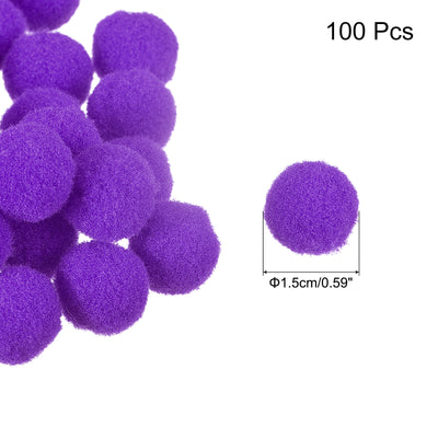 Harfington Pom Felt Balls Fabric 1.5cm 15mm Dark Purple for Crafts Project DIY 100 Pcs
