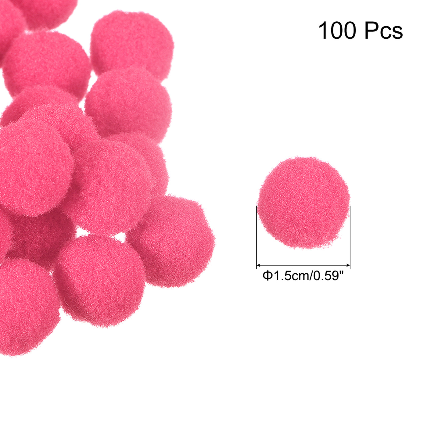 Harfington Pom Felt Balls Fabric 1.5cm 15mm Red for Crafts Project DIY 100 Pcs