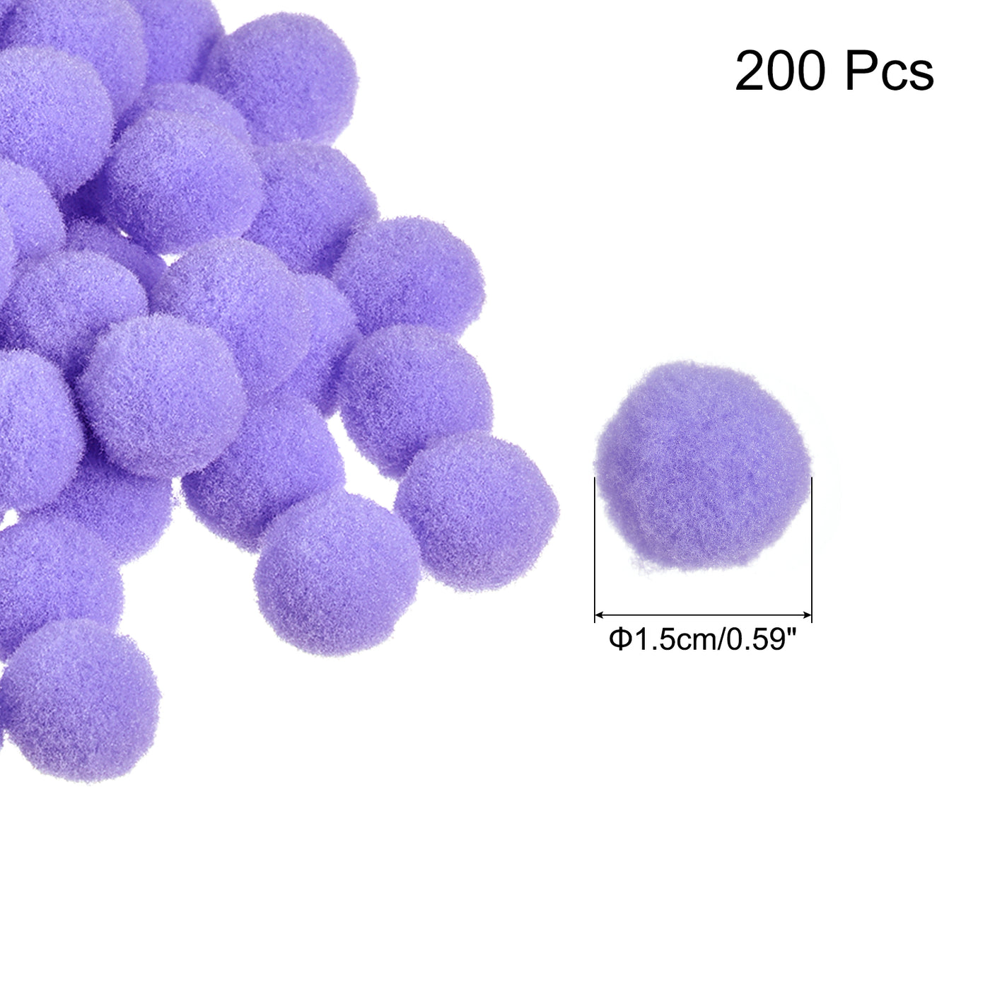 Harfington Pom Felt Balls Fabric 1.5cm 15mm Light Purple for Crafts Project DIY 200 Pcs