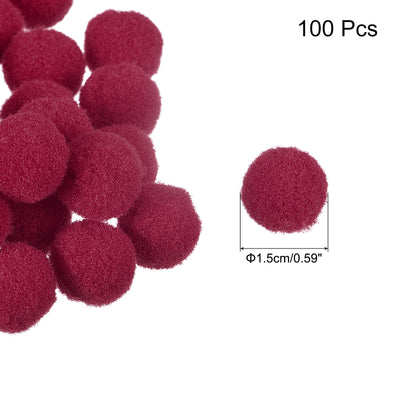Harfington Pom Felt Balls Fabric 1.5cm 15mm Dark Red for Crafts Project DIY 100 Pcs