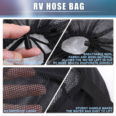 Harfington RV Sewer Hose Storage Bags Waterproof RV Hose Storage Bags RV Accessories Bag Camper Utility Bag Black (Set of 3)