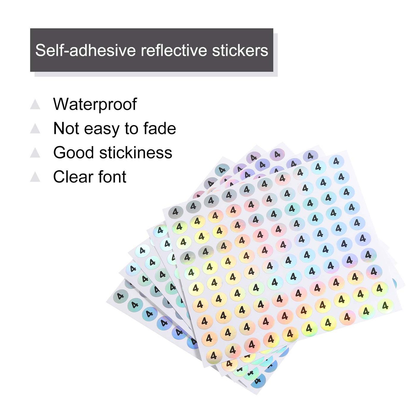 Harfington Laser Number Stickers, Number 4 Round Self Adhesive Reflective Sticker for Inventory, Storage Organizing, 10 Sheets(1000pcs)