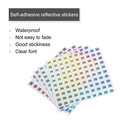 Harfington Laser Number Stickers, Number 26 Round Self Adhesive Reflective Sticker for Inventory, Storage Organizing, 10 Sheets(1000pcs)