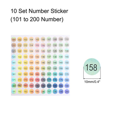 Harfington Laser Number Stickers, Number 101 to 200 Round Self Adhesive Reflective Sticker for Inventory, Storage Organizing, 10 Sheets(1000pcs)
