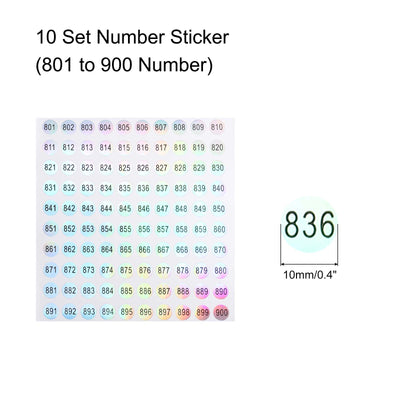 Harfington Laser Number Stickers, Number 801 to 900 Round Self Adhesive Reflective Sticker for Inventory, Storage Organizing, 10 Sheets(1000pcs)