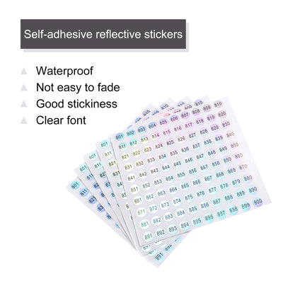 Harfington Laser Number Stickers, Number 801 to 900 Round Self Adhesive Reflective Sticker for Inventory, Storage Organizing, 10 Sheets(1000pcs)