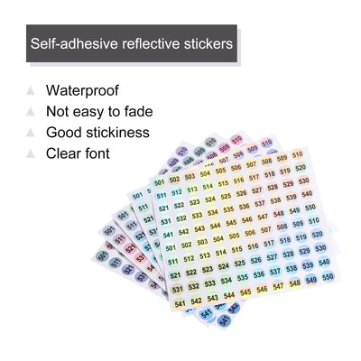 Harfington Laser Number Stickers, Number 501 to 550 Round Self Adhesive Reflective Sticker for Inventory, Storage Organizing, 10 Sheets(1000pcs)