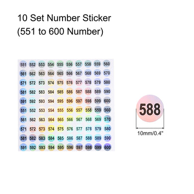 Harfington Laser Number Stickers, Number 551 to 600 Round Self Adhesive Reflective Sticker for Inventory, Storage Organizing, 10 Sheets(1000pcs)
