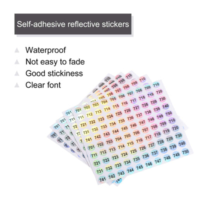 Harfington Laser Number Stickers, Number 701 to 750 Round Self Adhesive Reflective Sticker for Inventory, Storage Organizing, 10 Sheets(1000pcs)