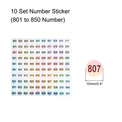 Harfington Laser Number Stickers, Number 801 to 850 Round Self Adhesive Reflective Sticker for Inventory, Storage Organizing, 10 Sheets(1000pcs)