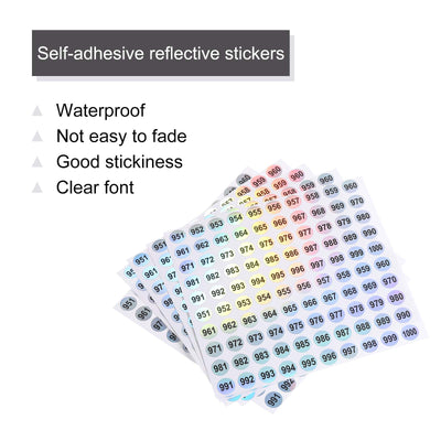 Harfington Laser Number Stickers, Number 951 to 1000 Round Self Adhesive Reflective Sticker for Inventory, Storage Organizing, 10 Sheets(1000pcs)