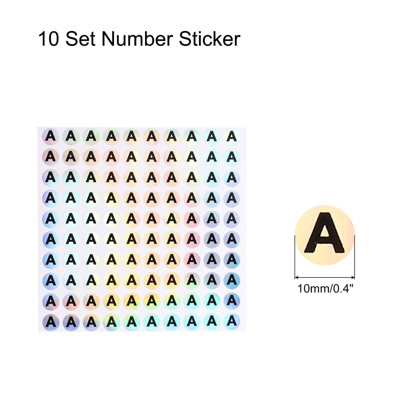 Harfington Laser Capital Letter Stickers, Alphabet a Round Self-Adhesive Reflective Letter Stickers for Inventory, Storage, Organizing,10 Sheets(1000 Stickers)