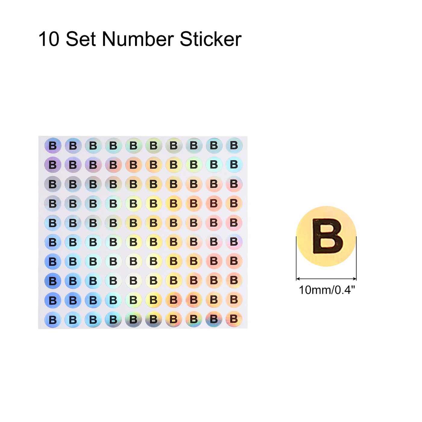 Harfington Laser Capital Letter Stickers, Alphabet B Round Self-Adhesive Reflective Letter Stickers for Inventory, Storage, Organizing,10 Sheets(1000 Stickers)