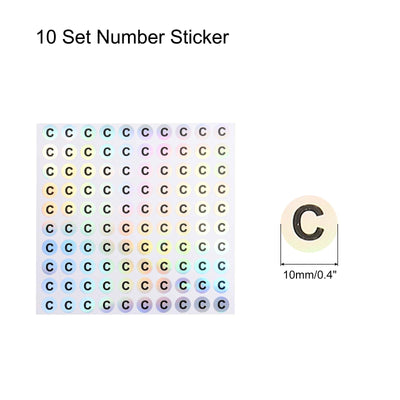 Harfington Laser Capital Letter Stickers, Alphabet C Round Self-Adhesive Reflective Letter Stickers for Inventory, Storage, Organizing,10 Sheets(1000 Stickers)