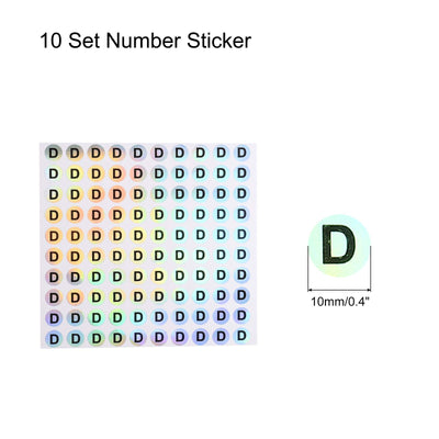 Harfington Laser Capital Letter Stickers, Alphabet D Round Self-Adhesive Reflective Letter Stickers for Inventory, Storage, Organizing,10 Sheets(1000 Stickers)