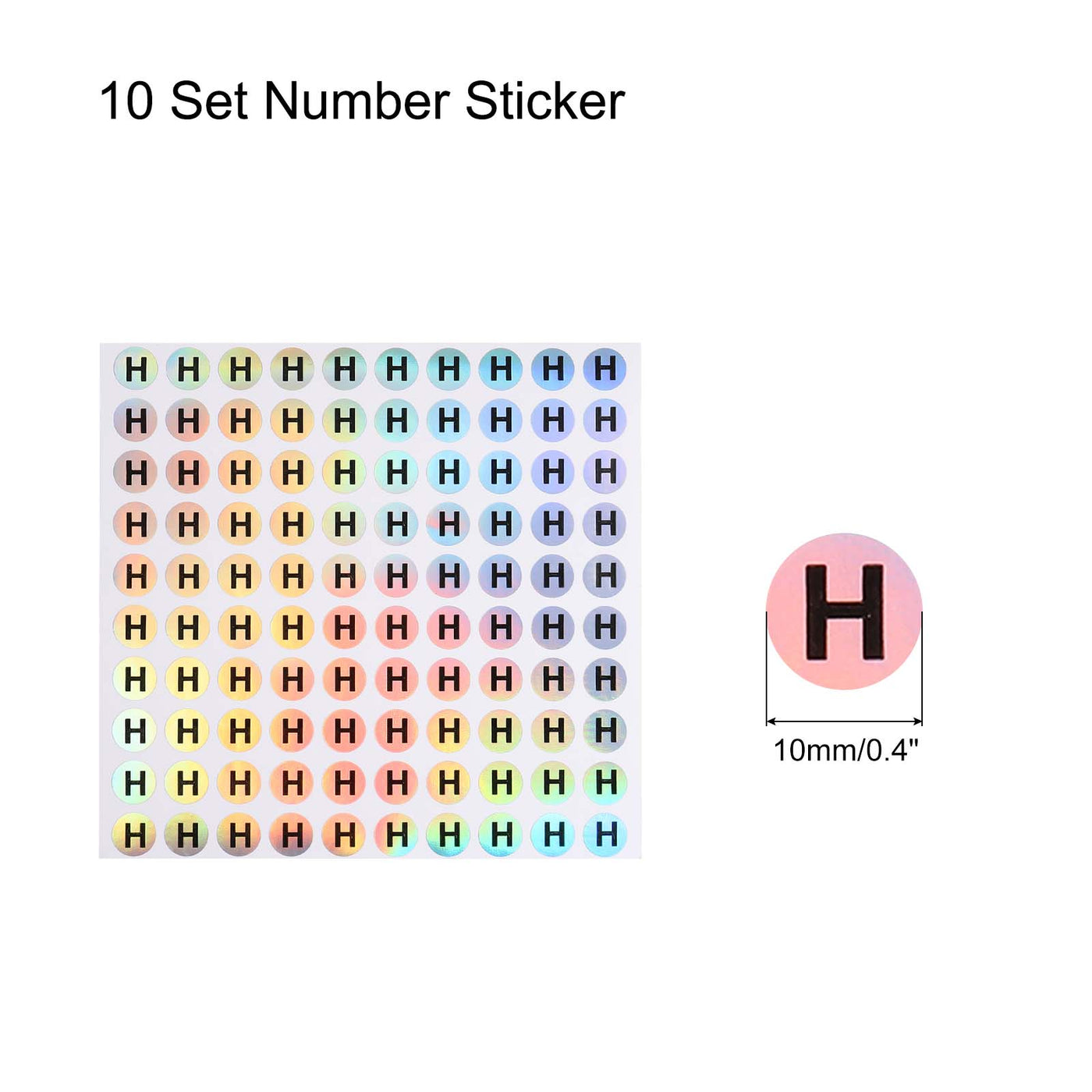 Harfington Laser Capital Letter Stickers, Alphabet H Round Self-Adhesive Reflective Letter Stickers for Inventory, Storage, Organizing,10 Sheets(1000 Stickers)