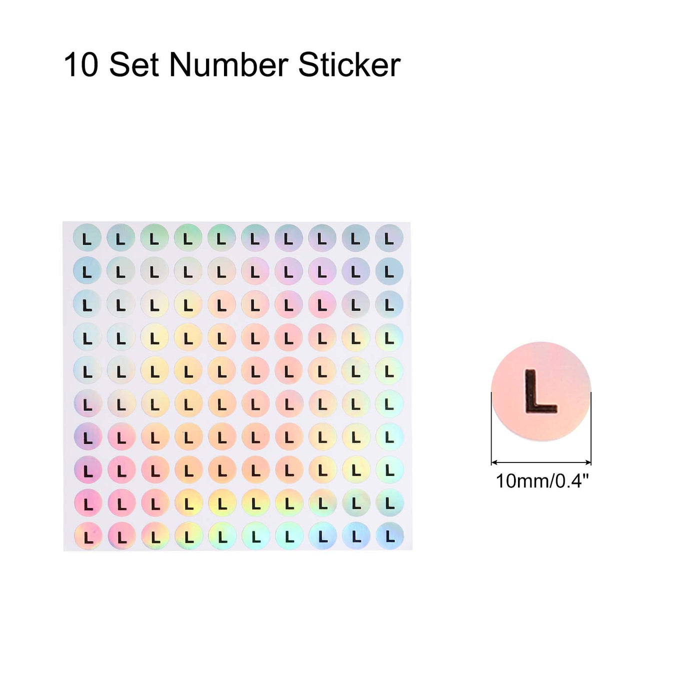 Harfington Laser Capital Letter Stickers, Alphabet L Round Self-Adhesive Reflective Letter Stickers for Inventory, Storage, Organizing,10 Sheets(1000 Stickers)