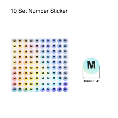 Harfington Laser Capital Letter Stickers, Alphabet M Round Self-Adhesive Reflective Letter Stickers for Inventory, Storage, Organizing,10 Sheets(1000 Stickers)