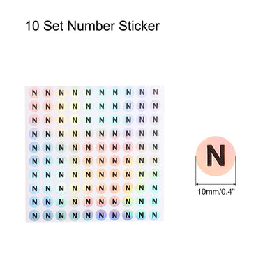 Harfington Laser Capital Letter Stickers, Alphabet N Round Self-Adhesive Reflective Letter Stickers for Inventory, Storage, Organizing,10 Sheets(1000 Stickers)