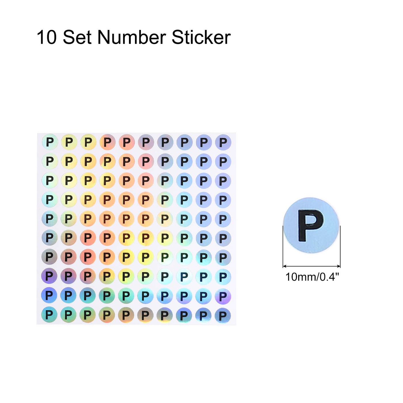 Harfington Laser Capital Letter Stickers, Alphabet P Round Self-Adhesive Reflective Letter Stickers for Inventory, Storage, Organizing,10 Sheets(1000 Stickers)