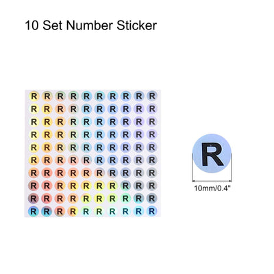 Harfington Laser Capital Letter Stickers, Alphabet R Round Self-Adhesive Reflective Letter Stickers for Inventory, Storage, Organizing,10 Sheets(1000 Stickers)