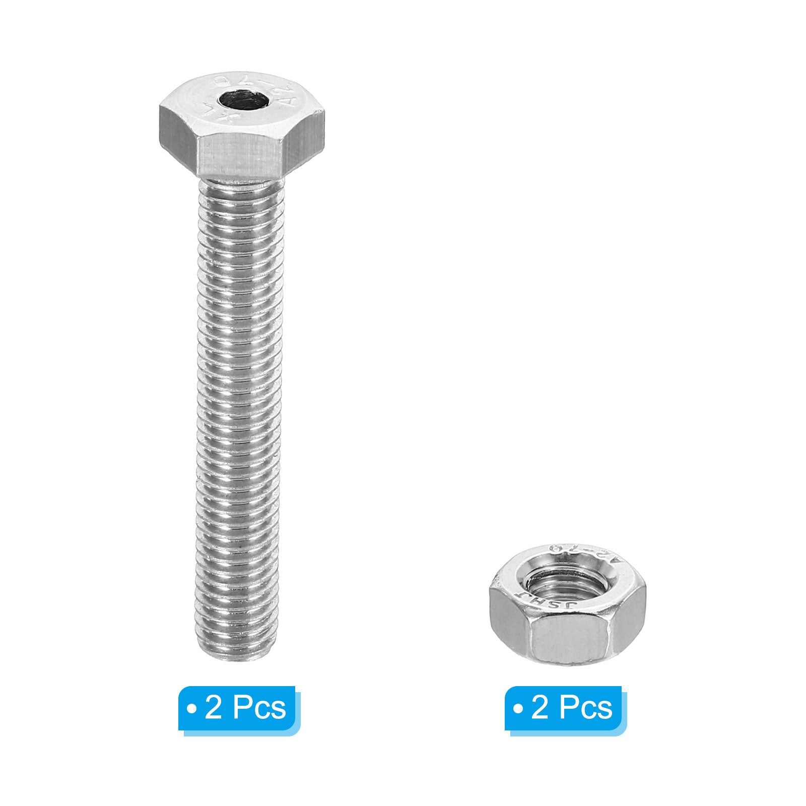 Socket Two Side Thread M8x50mm Hollow External Hexagon Screw, 2 Set Cylindrical Lamp Threading ...