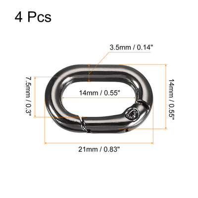 Harfington Uxcell 0.83" Spring Oval Ring Snap Clip Trigger for Bag Purse Keychain, 4Pcs Dark Grey