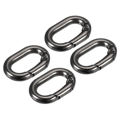 uxcell Uxcell 0.83" Spring Oval Ring Snap Clip Trigger for Bag Purse Keychain, 4Pcs Dark Grey