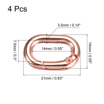 Harfington Uxcell 0.83" Spring Oval Ring Snap Clip Trigger for Bag Purse Keychain, 4Pcs Rose Gold