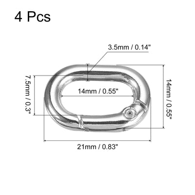 Harfington Uxcell 0.83" Spring Oval Ring Snap Clip Trigger for Bag Purse Keychain, 4Pcs Silver