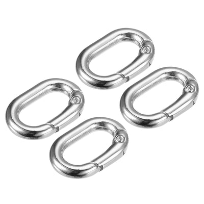 Harfington Uxcell 0.83" Spring Oval Ring Snap Clip Trigger for Bag Purse Keychain, 4Pcs Silver
