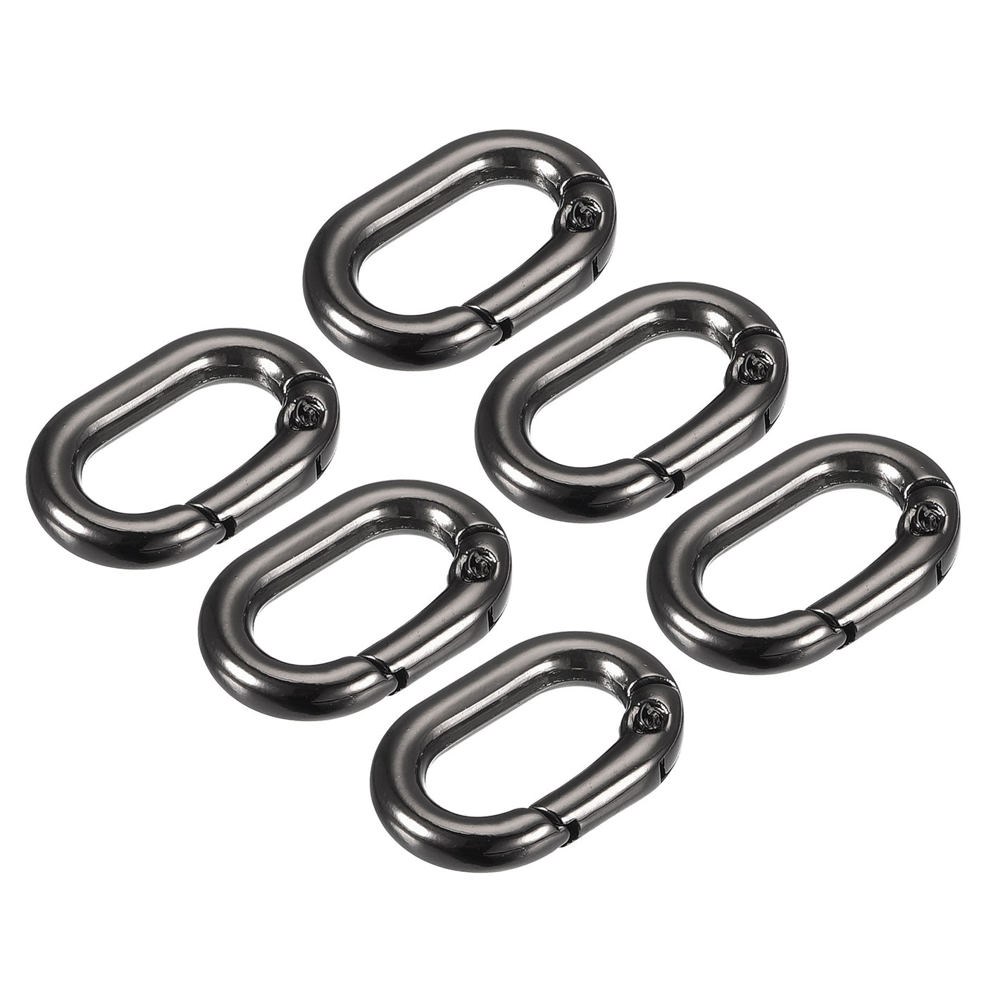 uxcell Uxcell 0.83" Spring Oval Ring Snap Clip Trigger for Bag Purse Keychain, 6Pcs Dark Grey