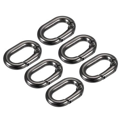 Harfington Uxcell 0.83" Spring Oval Ring Snap Clip Trigger for Bag Purse Keychain, 6Pcs Dark Grey
