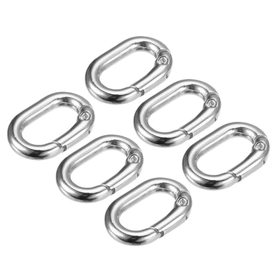 Harfington Uxcell 0.83" Spring Oval Ring Snap Clip Trigger for Bag Purse Keychain, 6Pcs Silver