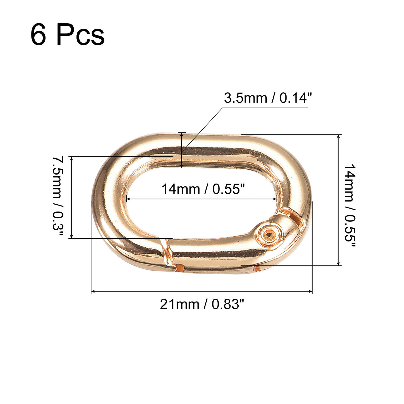 uxcell Uxcell 0.83" Spring Oval Ring Snap Clip Trigger for Bag Purse Keychain, 6Pcs Gold
