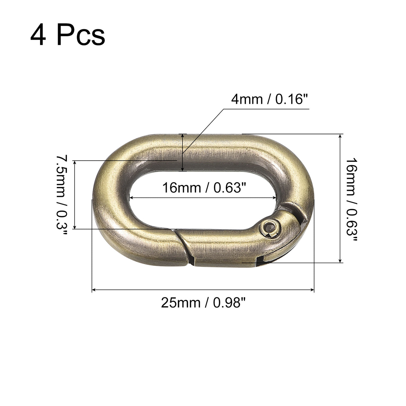 uxcell Uxcell 0.98" Spring Oval Ring Snap Clip Trigger for Bag Purse Keychain, 4Pcs Bronze