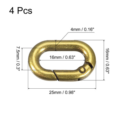 Harfington Uxcell 0.98" Spring Oval Ring Snap Clip Trigger for Bag Purse Keychain, 4Pcs Brass