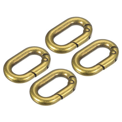 uxcell Uxcell 0.98" Spring Oval Ring Snap Clip Trigger for Bag Purse Keychain, 4Pcs Brass