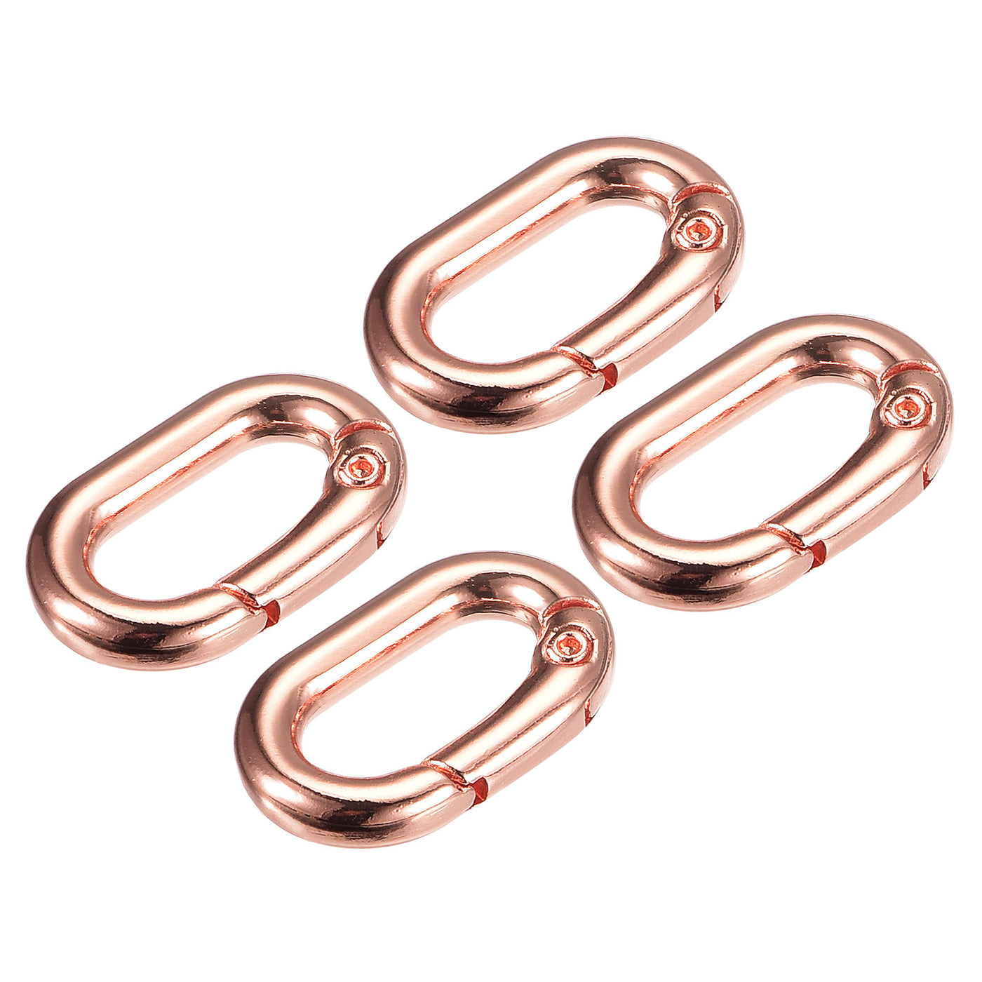 uxcell Uxcell 0.98" Spring Oval Ring Snap Clip Trigger for Bag Purse Keychain, 4Pcs Rose Gold