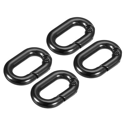 Harfington Uxcell 0.98" Spring Oval Ring Snap Clip Trigger for Bag Purse Keychain, 4Pcs Black
